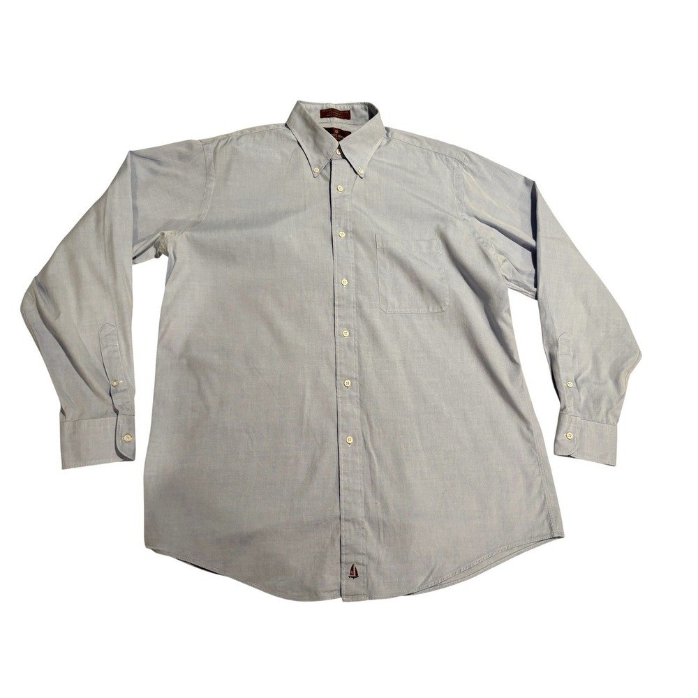 Nordstrom‎ Mens Classic Dress Shirt Size 16-34 Button Up Front Blue 100% Cotton